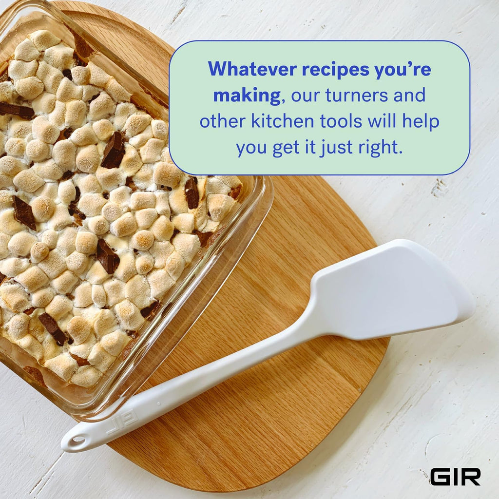 GIR: Get It Right Heat-Resistant Silicone Spatula Turner - 11-Inch White Studio - Seamless One-Piece Design - Nonstick & Dishwasher-Friendly - Non-Scratch Baking Spatula & Pancake Flipper