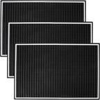 Jucoan 3 Pack Rubber Bar Mat for Countertop 18 x 12 Inch, 0.4 Inch Thicken Rubber Bar Service Mat, Non Slip Cocktail Drink Spill Mats for Bartender Bar Home, Dish Drying Mat for Kitchen