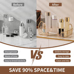 YCIA&DONE Bathroom Organizer Countertop, Makeup Storage, Skincare Cosmetic Tray Shelf, Perfume Holder Rack for Vanity Counter, Large Capacity, Easy to Install, Clean, 1 Tier, Amber Gold