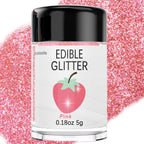 Pink Edible Glimmer Powder Glitter - Colaele 5 grams Food-Grade Luster Dust Metallic Fancy Food Decorating Sprinkle Glimmery Brew Dust for Cake Decorations Drinks Wine Beverage Candy Dessert, Vegan