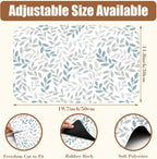 Grey and Blue Leaves Branches Dish Drying Mat for Kitchen Counter Coffee Bar Mat Hide Stain Absorbent Rubber Backed Dish Drainer Rack Pad Espresso Machine Coffee Bar Accessories 11.8 x 19.7 Inch