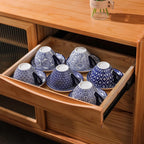 Selamica Ceramic 8 oz Cappuccino Cup Set with Saucers, Espresso Coffee Cups, Latte Macchiato for Party Cafe Home, Set of 6, Vintage Blue