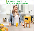 Drink Dispenser Stand - Use to Hold Dispensers for Drinks, Beverages, Lemonades and Juices - Adjustable Sideways, Fits Various Jug Sizes Up to 11.5-inch Wide [1-2 Gallons] - Bamboo Wood