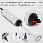 Milk Frother, Rechargeable Battery Operated Frother for Coffee,Portable Drink Mixer with 2 Stainless Steel Whisk Heads,Milk Foamer for Keto Coffee, Latte, Cappuccino, Hot Chocolate,White