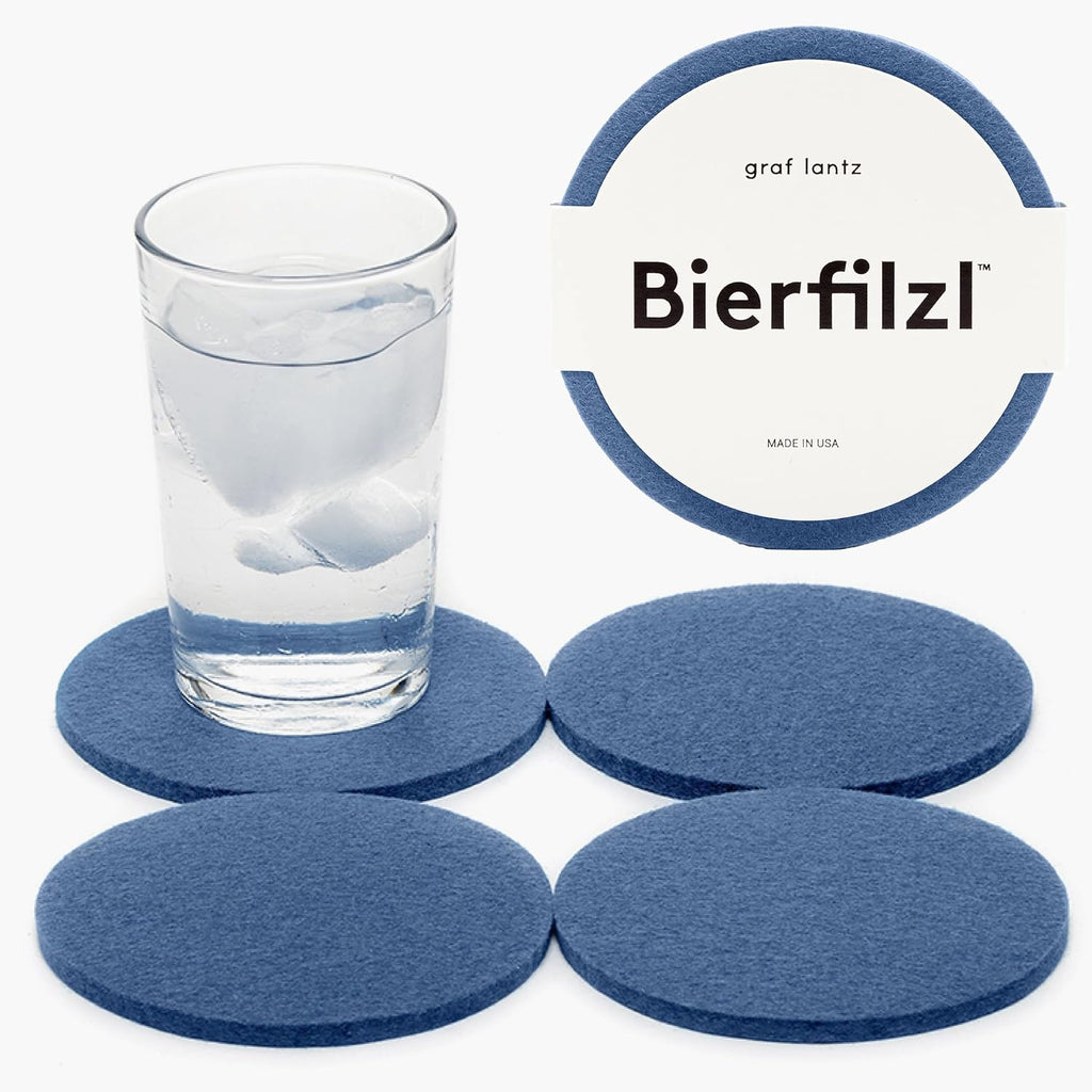 Graf Lantz - Bierfilzl Merino Wool Round Coasters Set of 4 - Horizon (4" Circles) - Absorbs 30% of Weight - German Wool - Heat Resistant, Sustainable, & Reusable - Home Decor & Coffee Table Decor