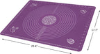 Silicone Baking Mat for Rolling Pastry Dough with Measurements, 25.6 x 17.7 BPA Free Non stick and Non Slip Purple Table Sheet Baking Supplies for Bake Pizza Cake