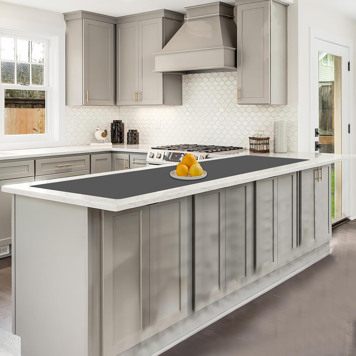 78.7"x15.7"(200cmx40cm) Large Silicone Mats for Countertop, Heat Resistant Mat, Waterproof Nonslip Silicone Kitchen Counter Mat, Nonstick Table Placemat, Multipurpose Mat, Dark Gray