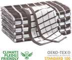 Urban Villa Dish Cloths Terry Cotton Pack of 6, Highly Absorbent Quick Drying Super Soft Premium Dish Towels for Kitchen with Hanging Loop Hand & Tea Towels - 12x12 Inch, (Grey & White, Checks)