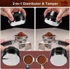Espresso Accessories Kit 51mm, Coffee Distributor and Tamper Leveler, 316 Stainless WDT Tool with Magnetic Stand, Puck Scree and Dosing Funnel Set Fits Espresso Machine Press and 51mm Portafilters