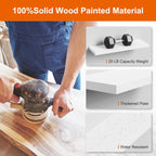 Floating Shelves for Wall, White Wood Wall Shelf Set of 3, 24" Wall Mounted Floating Shelf for Kitchen