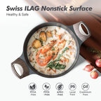 SENSARTE Nonstick Stock Pot with Lid, 2.6/4.5/6.6 QT Soup Pot Casserole Pot, Healthy Pasta Pot, Large Deep Cooking Pot, Big Sauce Pot Stew Pot, Induction Compatible, PFOA PFOS APEO Free, Black