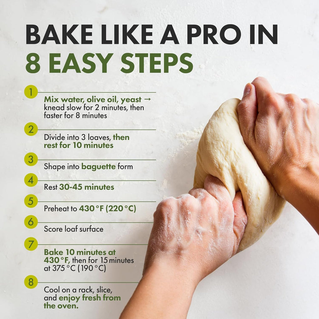 Let’s Bake Bread Organic Baguette Baking Mix - Crusty Artisan French Bread at Home - USDA Organic, Non-GMO, No Additives, Easy Home Baking, Parisian Bakery-Style Loaf - 17.64 oz (1 Pack)