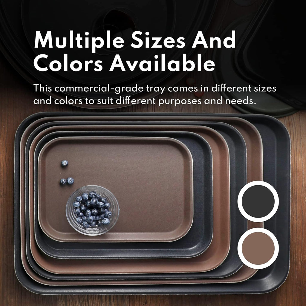 New Star Foodservice Restaurant Grade Non-Slip Tray, Plastic, Rubber Lined, Rectangular (Brown, 18-Inch x 26-Inch)