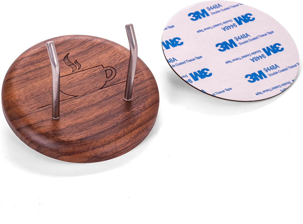 Wall Mounted Portafilter Holder Walnut Wall Rack Espresso Station Organizer Premium Espresso Machine Accessories/Secure & Easy Installation - Suits 51mm, 54mm & 58mm Portafilters