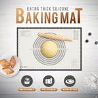 28 * 20 inches black, Non-Slip Silicone Baking Sheets - Baking Mat with 0.7mm Thickness - Non-Stick Pastry & Cookie Mat for Kitchen Counter for Rolling Out Dough with Measurements.