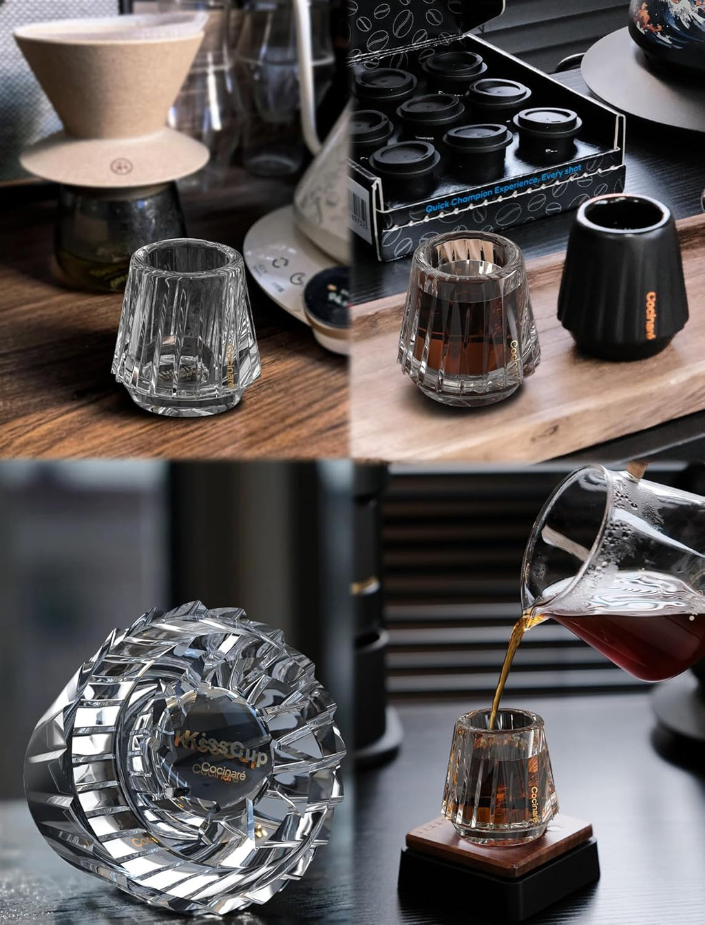 Cocinare Espresso Cups Set of 2, Crystal Clear Espresso Shot Glasses, Ideal Small Demitasse Cups for Pour Over Coffee Maker and Cortado, Essential Coffee Bar Accessories, Gift for Lovers, 1.5 OZ