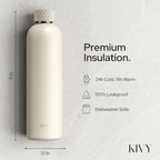 KIVY Insulated Water Bottle 32oz [LEAK PROOF] - Insulated Stainless Steel Water Bottle - Stainless Steel Drinking Water Bottle - Thermo Flask Drinking Bottle - BPA Free Water Bottle