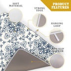 Bohemian Grey Retro Dish Drying Mat for Kitchen Counter,Boho Abstract Flower Art Drying Mat 18 x 24 Inch Microfiber Dish Drying Pad Dish Rack Pad Drainer Mat for Coffee Bar