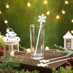 30 Pcs Christmas Drink Stirrers Xmas Stir Stick Holiday Coffee Swizzle Stick Reusable Plastic Hot Cocoa Bar Chocolate Decoration Cocktail Mixer (Snowflake,White)