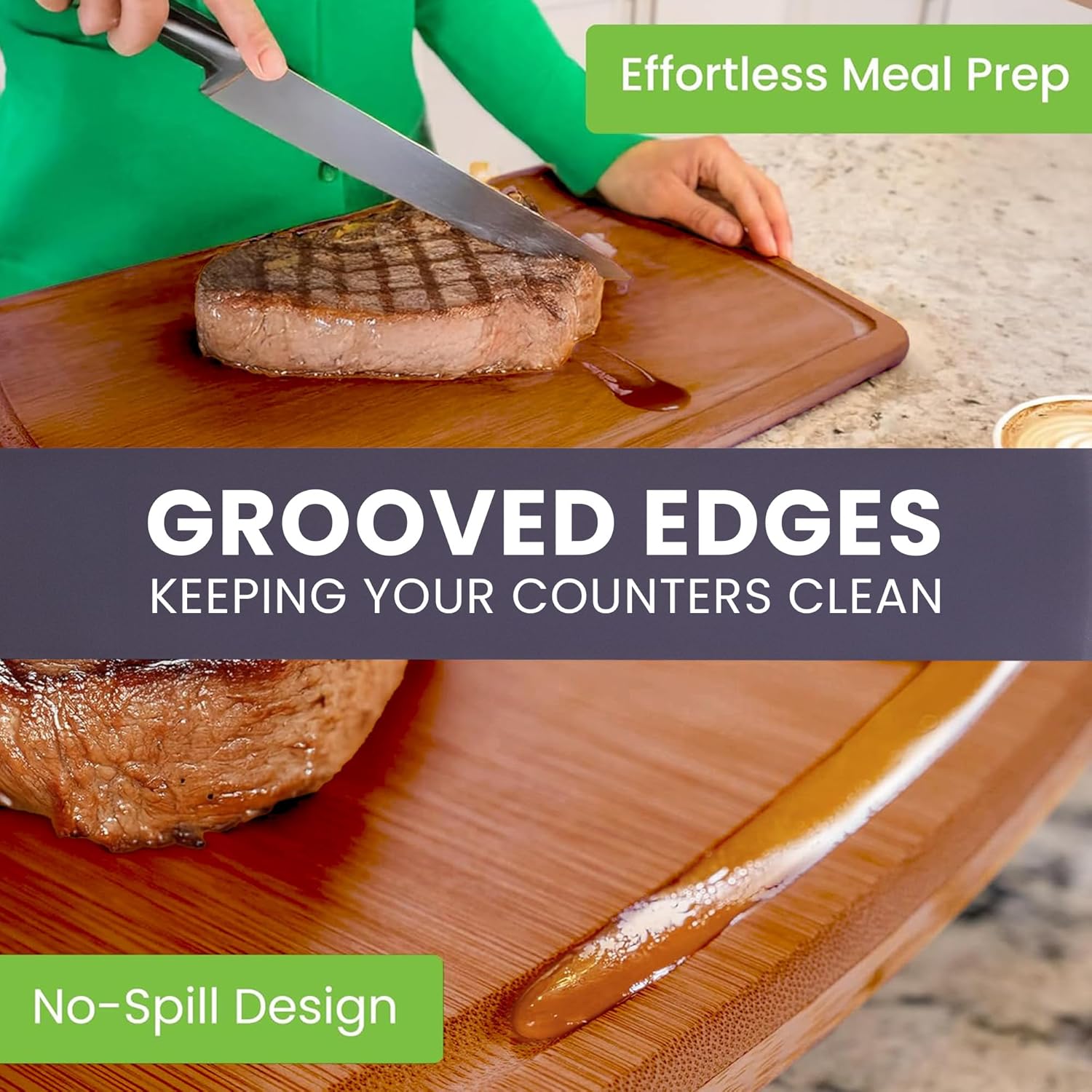 Bamboo Cutting Board Set of 3 - Dark