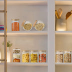 Urban Green Glass Jars with Airtight Lids, Airtight Glass Canisters with Locking Lids, (Bamboo-6P-26oz)