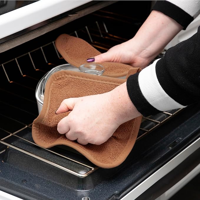 RITZ Terry Potholder & Hot Pad: Unparalleled Heat Resistant, Durable 100% Cotton – Ergonomically Designed for Optimal Grip – Easy-Care Machine Washable – 4-Pack, Copper