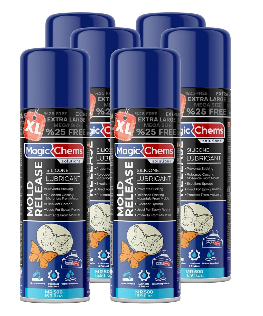 Silicone Mold Release Spray (6x16.9 fl oz/500ml) - Epoxy Resin & Candle Mold Release (6 Pack Mega Size)