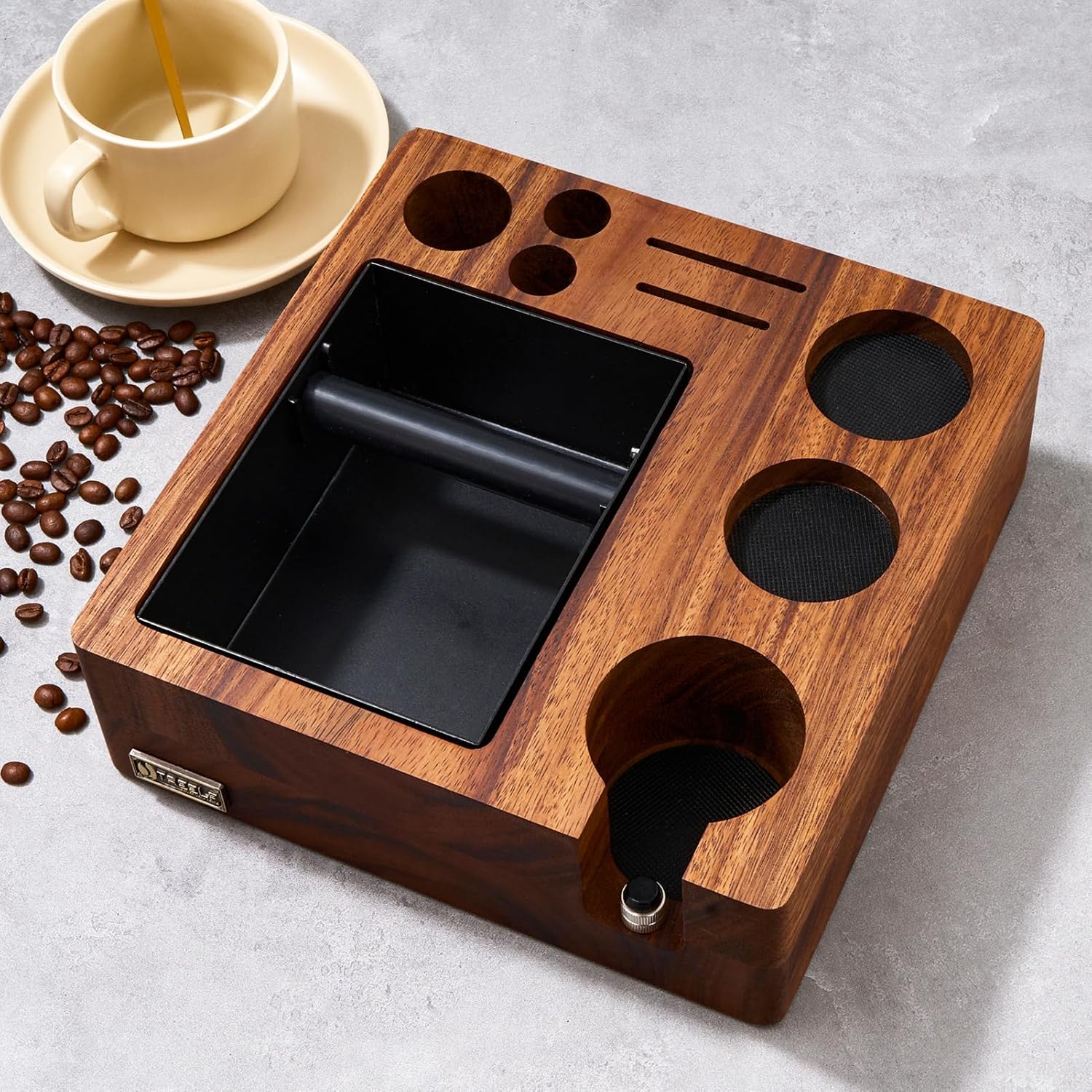 Espresso Knock Box, Espresso Tamping Station, Espresso Coffee Organizer Box Fit for Storage 58MM Espresso Tamper,Coffee Station Organizer for Countertop