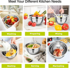 TeamFar Mixing Bowls, Stainless Steel Nesting Salad Bowls with Airtight Lids Set, For Serving/Mixing/Storing, Healthy & Long-lasting, Dishwasher Safe & Easy Clean, 4.6/3 / 1.5 QT, Colorful