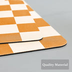 Checkered Dish Drying Mat for Kitchen Counter, Coffee Bar Station Accessories, Retro Cute Aesthetic Modern Absorbent Drainer Mat Kitchen Drying Mat Easy Clean, Orange 16" x 24"