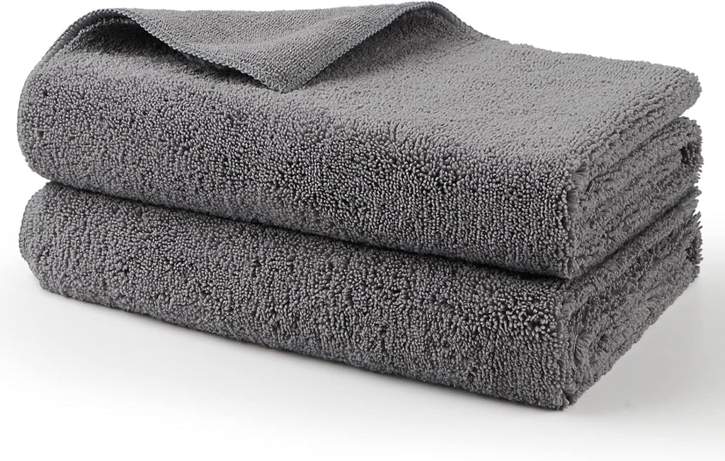 HOMEXCEL Professional Large Microfiber Car Drying Towels 2 Pack, Lint Free, Scratch Free, Highly Absorbent Drying Towel for Cars, SUVs, RVs, Trucks, and Boats,31" x 24",Grey