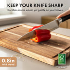 Acacia Wood Cutting Board for Kitchen, Non-Toxic Cutting Board Set of 3, Chopping Boards with Deep Juice Groove for Meat, Cheese & Vegetables - Durable & Double sided with serving Compartments