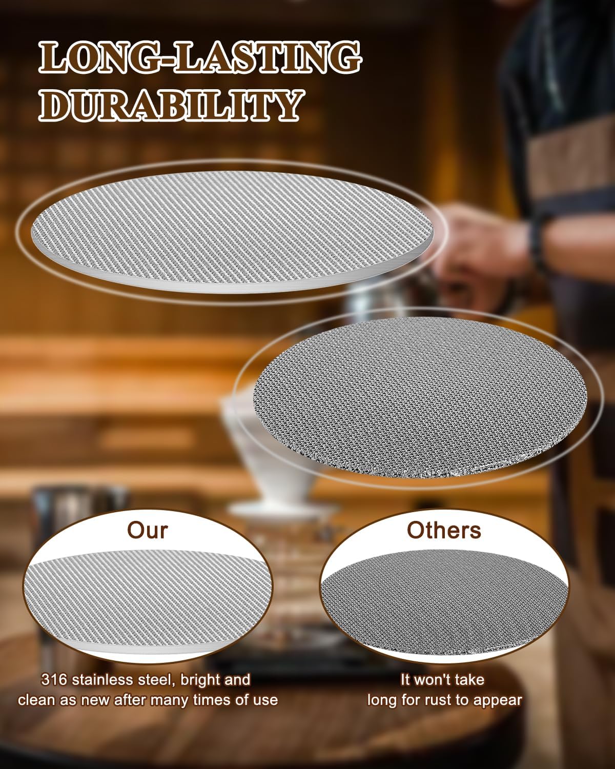 2 Pack Puck Screen 58.5mm, Coffee Puck Screen Premium 316 Stainless Steel Reusable Filter - 1.7mm Thickness 150μm