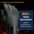 GEEKHOM 14-Inch Heat Resistant Gloves 932°F for BBQ Grilling, Waterproof Long Sleeve Anti-Slip Cooking Gloves – Textured Grip Protection