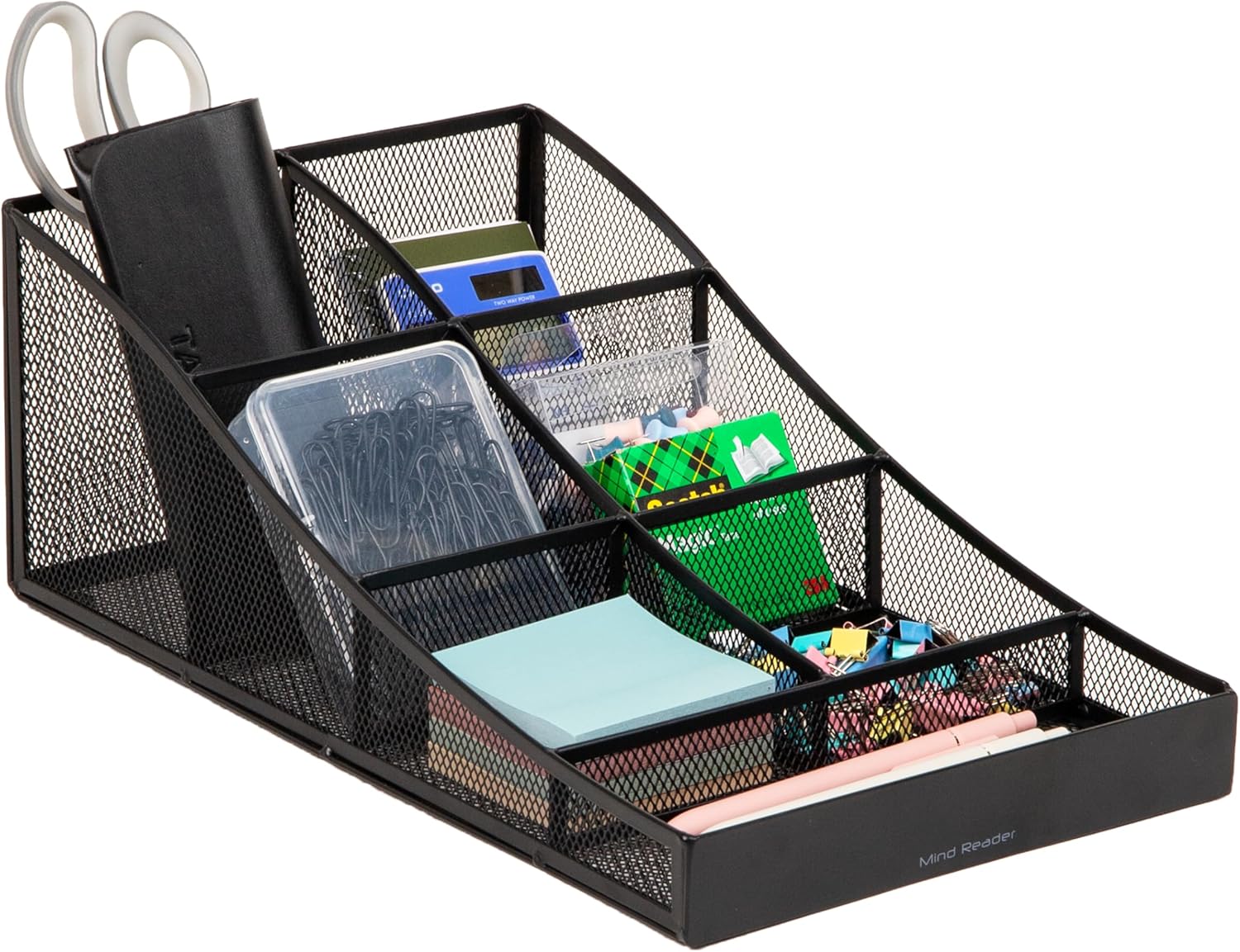 Mind Reader Countertop Organizer, Office Breakroom Supply Caddy, Desktop Organizer, Metal Mesh, Black