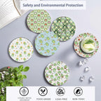 6 Pcs Coasters for Drinks with Holder, Cute Frog Absorbent Ceramic Coasters with Cork Base,Cute Funny Table Drinks Coasters Tabletop Protection Mat,Table Home Decor,4 Inches