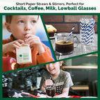 5.75 inch Navy Blue Short Paper Cocktail Straws & Stirrer Sticks 500 Counts - for Bars and Restaurants