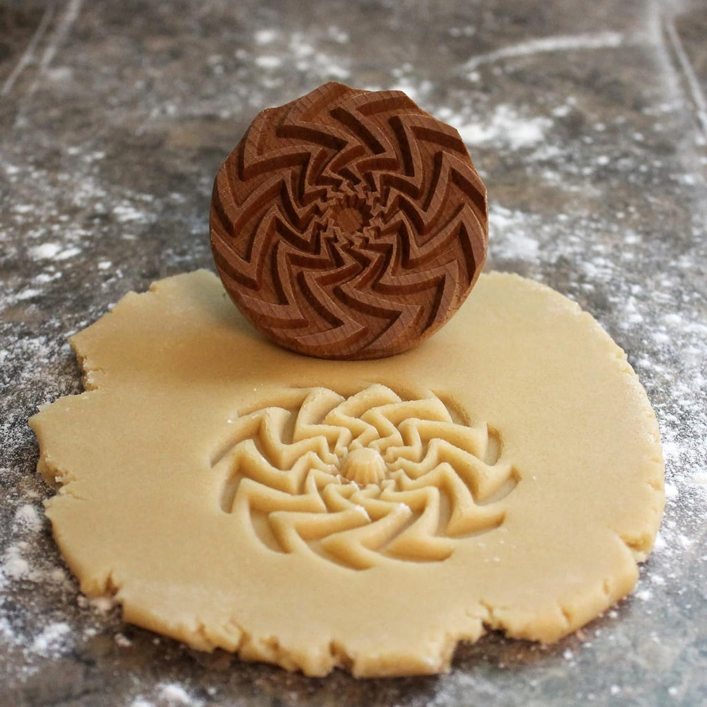 Wood Cookie Stamp, 2.5 Inch (Zigzag Spiral Sun CS-058)