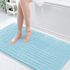 Arotive Luxury Chenille Bathroom Rug Mat, Extra Soft Thick Absorbent Shaggy Bath Rugs, Non-Slip Machine Wash Dry, Plush Bath Mats for Bathroom, Shower and Tub, 60x24, Blue