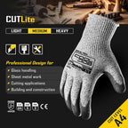 COOLJOB 12/120 Pairs Cut Resistant Safety Work Gloves with Grip, 13 Gauge Seamless Shell with PU Coating, ANSI A2 A4, Gray