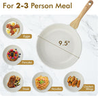 SENSARTE Nonstick Ceramic Frying Pan Skillet, 9.5 Inch Omelet Pan, Healthy Non Toxic Chef Pan, Induction Compatible Egg Pan with Heat Resistant Handle, PFAS-Free