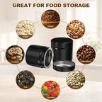 uxcell 2Pcs Round Tea Canisters, 4" x 4" Airtight Metal Tea Containers for Loose Tea, Coffee Beans, Spices - Durable, Compact, and Stylish Storage Tea Tin (Black)