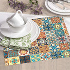 Traditional Multicolor Ornate Dish Drying Mat, Highly Absorbent Microfiber Kitchen Counter Pad Reusable Washable, 16*18"