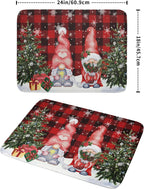 Winter Gnome Dish Drying Mat 18x24 inch Christmas Elf Trees Snowflakes Dish Drainer Mats Large Black Red Buffalo Plaids Fast Drying Absorbent Dish Drying Pad for Kitchen Countertop Holiday Decor