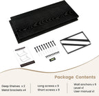 Dreamland Floating Shelves for Wall, 12 Inch Deep Floating Shelves Set of 2, 30W x 12D Large Wall Shelf with Sturdy Metal Brackets for Living Room, Bathroom, Bedroom and Kitchen, Black