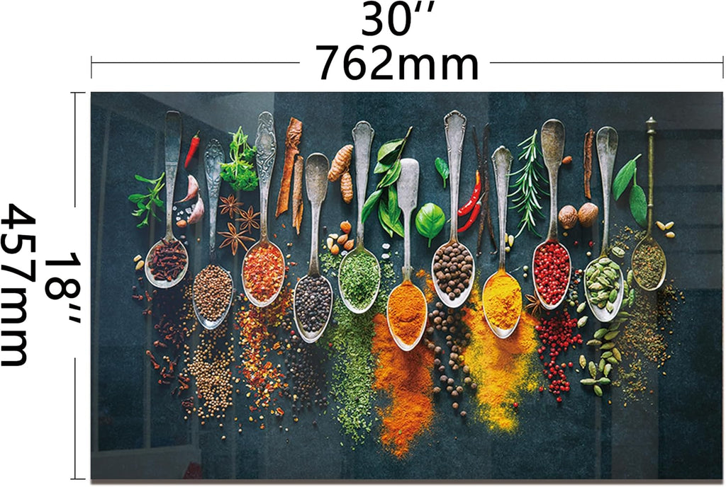 DAIFURONGE Spice Tempered Glass Backsplash For Kitchen Behind Stove,Stove Backsplash Top Cover,Easy to Clean Glass Splashback, Sink Cover Splash Guard,Home Kitchen Wall Decor (30"x18"(76.2x45.72cm))