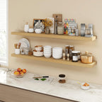 55 Inch Floating Shelves, 9.3" Deep Floating Shelf Wall Mounted, 56" Wall Shelves, Rustic Deep Bookshelf, Large Display Shelves & Storage Shelves for Bedroom, Living Room, Oak, Set of 1