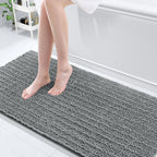 Arotive Luxury Chenille Bathroom Rug Mat, Extra Soft Thick Absorbent Shaggy Bath Rugs, Non-Slip Machine Wash Dry, Plush Bath Mats for Bathroom, Shower and Tub, 70x24, Grey