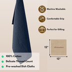 Native Fab 12 Pack Waffle Dish Cloths - 100% Cotton, Absorbent, Quick Drying, Reusable Towels for Cleaning, Cooking, Baking - Great for Home, Restaurants, Versatile Use - 12"x12" - Navy Blue