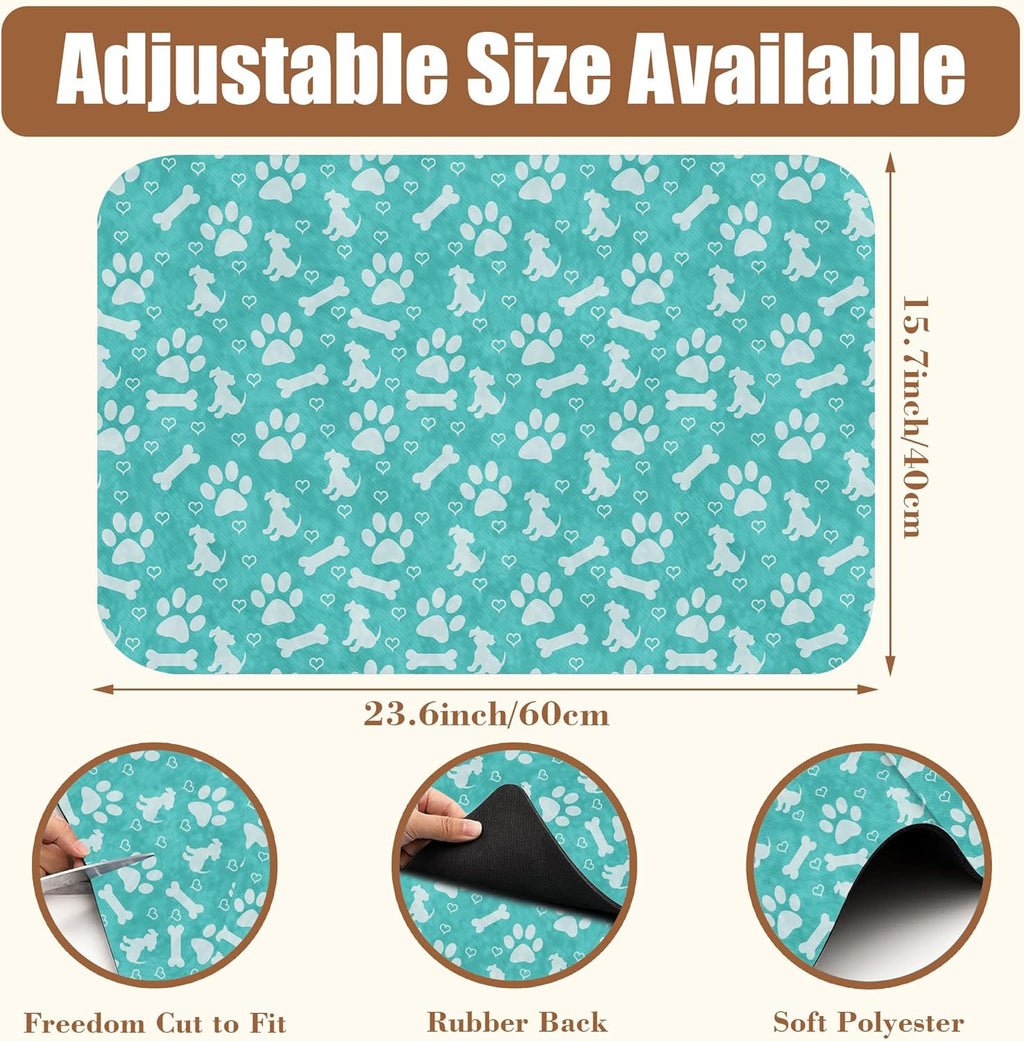 Dish Drying Mat Dog Paws and Bones Coffee Bar Mat for Countertop Absorbent Coffee Mat Rubber Backed Hide Stain Dish Drainer Rack Mat Coffee Maker Coffee Pot Dining Room Decoration 15.7 x 23.6 Inch